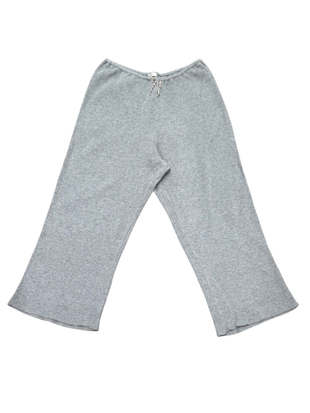 VINTAGE FITIGUES LIGHT GRAY WAFFLE KNIT WIDE LEG CROPPED PANTS